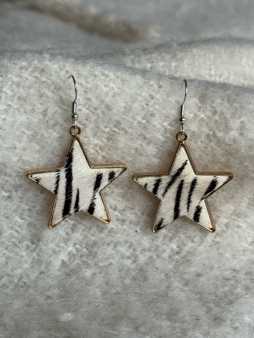 Western Zebra Print Star Earrings